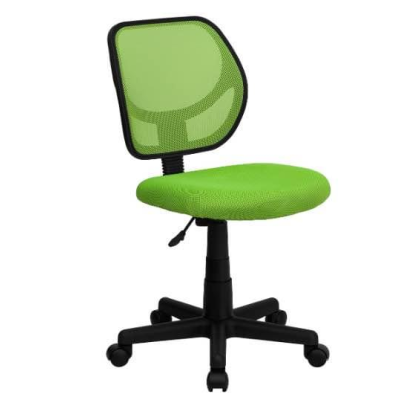 Office Chair, Low Back Design with Mesh Back, Padded Green Mesh Upholstered Seat, Nylon Base with Dual Wheel Casters 1pcs