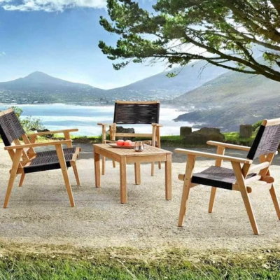 Loveseat, Single Chair, Table, Durable Hand-Woven Rope Weatherproof, High-Strength, Breathable 3pcs