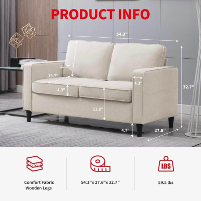 Beige double sofa， 1pcs