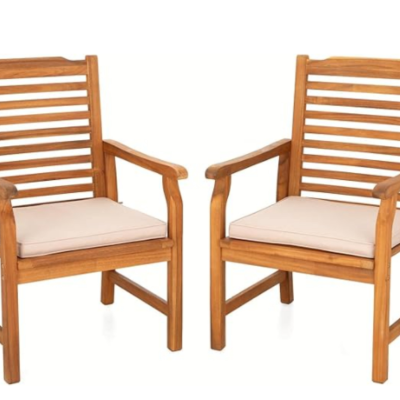 Acacia wood armchair, 2pcs