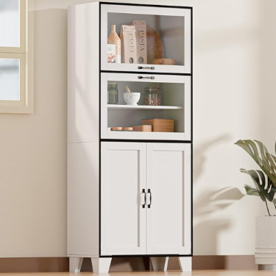 Barn Storage Cabinet with Sliding Doors - White