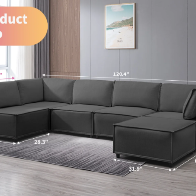 Dark gray/white, 6-seater sofa, each piece can be independently separated